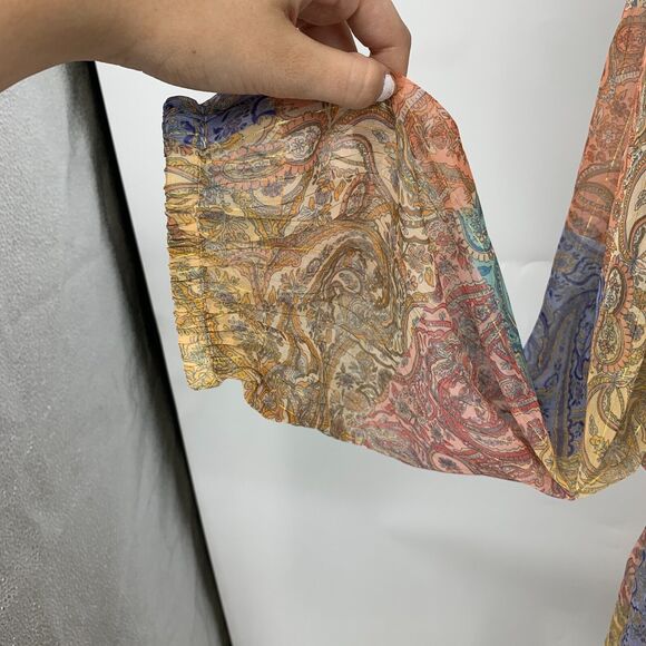 Boston Proper Balloon Sleeve Shirt Dress Women L Button Up Patchwork Flounce - Picture 4 of 12